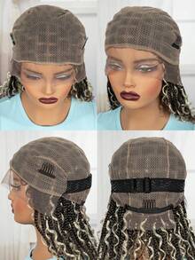 180% Full Lace Braided Wig Curly Mini Faux Wig For Vacation-Party 40.64cm Shoulder Length Synthetic Lace Wig Women