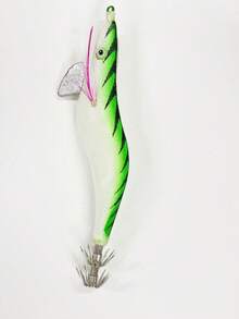 Topline Tackle 2pcs/6pcs/10pcs 3.0/3.5 3D Fishing Wooden Shrimp Luminous Squid Octopus Lure Hard Bait Swimbait Squid Hook Lure With Package