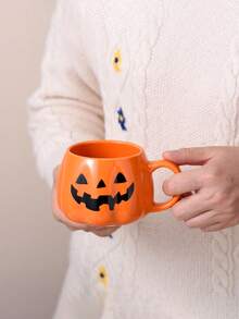 1 cană ceramică de Halloween, potrivită pentru bucătăria de acasă, restaurant, sufragerie, cadou, cană de cafea, cană de apă, cană de ceai, cană pentru băuturi reci, cană, cană izolată, potrivită pentru ceai, cafea, lapte, suc de fructe, nuntă, petrecere, cadou, ziua de naștere