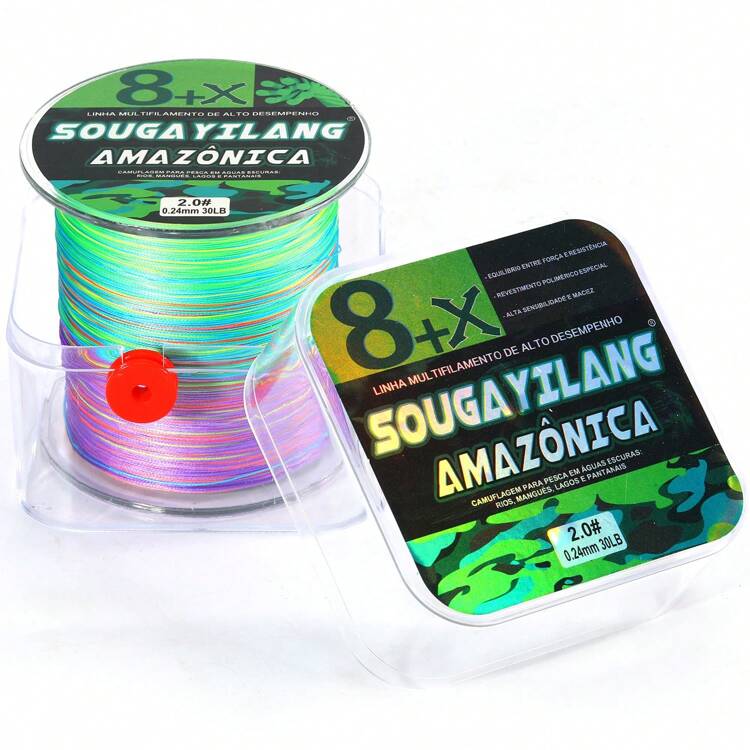 SOUGAYILANG 8 hebras de línea de pesca trenzada PE, 300m, multicolor, [Línea de pesca duradera] Línea de pesca trenzada fuerte y duradera de 8 hebras | 300m/328yd, 15-120lb, patrón camuflaje, polietileno duradero para línea principal, pesca en agua salada - Multicolor - Añade 23