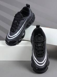 Men's Low-Top Sneakers, Casual Running Shoes, Jogging Shoes, Men's Walking Shoes, Fashionable Gradient Red Footwear, Tennis Shoes, Streetwear - Black and White - View 4