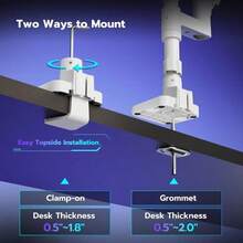ARES WING Dual Monitor Arm Desk Mount For 17-49 Inch Ultrawide Monitors, Heavy Duty Dual Monitor Mount Holds 44 Lbs, Full Motion Gas Spring Vertical Stacked Monitor Mount, 75_100 VESA Mount, White - MàuB - Xem 7