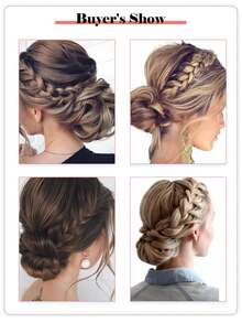 1件装黑色、金色、棕色、深棕色手工编织假发辫子发带，适合女性和女孩，合成辫子接发，弹性发带配有可调节腰带，编织发带，适合日常佩戴、派对和特殊场合。