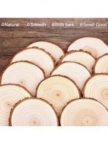 10-50pcs Unfinished Wooden Discs 3-10cm, Undrilled Wooden Rings For DIY Crafts, Wooden Plates, Wedding Centerpieces, Christmas Tree Decorations