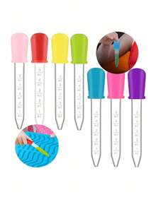 Bộ 6 ống nhỏ giọt, chất liệu silicon, ống nhỏ giọt y tế trong suốt 5ml, dụng cụ nhỏ giọt nhiều màu sắc, ống nhỏ giọt silicon có vạch chia, ống nhỏ giọt đựng tinh chất mỹ phẩm (màu ngẫu nhiên), ống nhỏ giọt bằng nhựa, ống nhỏ giọt chất lỏng, ống nhỏ giọt làm từ chất liệu hỗn hợp silicon và nhựa với đầu hút hình cầu, đồ trang trí Halloween, đồ dùng tiệc Halloween, đồ trang trí Giáng sinh. - Nhiều màu - Xem 2