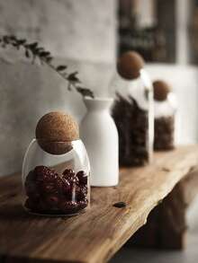 3pcs, 41oz/1200ml, 27oz/800ml, 17oz/500ml Glass Cups, Glass Storage Container With Spherical Cork Stopper, Reusable, Suitable For Storing Tea, Coffee, Flowers, Nuts, Candies, Etc., Essential For Kitchen Storage. - transparent - View 6