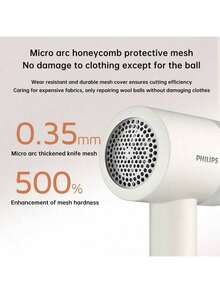 PHILIPS Tondeuse anti-peluches GCA2200/40, élimination des peluches haute efficacité, filet à vêtements en nid d'abeille micro-arc, coupe haute fréquence à 6 lames, réglage à trois vitesses, contrôle intelligent de la vitesse, batterie longue durée, rose - Rose bonbon - Voir 3