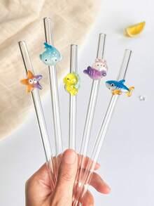 1 Cái/2 Cái/1 Bộ Ống Hút Thủy Tinh Hình Động Vật Biển Hoạt Hình Với Nhiều Màu Sắc Cá Mập, Sao Biển, Cá Ngựa, Bùa Nàng Tiên Cá, Ống Hút Trong Suốt Có Thể Tái Sử Dụng, Dùng Cho Đồ Uống Lạnh, Trà Sữa, Cà Phê, Nước Ép, Sinh Tố, Nhà Bếp, Nhà Hàng, Tiệc Cocktail, Trở Lại Trường Học, Quà Tặng Cho Bạn Gái/Bạn Trai, Cha Mẹ, Bạn Bè, Đồ Dùng Cho Ngày Lễ, Halloween, Lễ Tạ Ơn Và Giáng Sinh - phong cách 1 - Xem 3