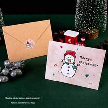 1 opakowanie – 8 kartek świątecznych, 8 kopert, 8 kartek i naklejek, kartki świąteczne, kartki z życzeniami świątecznymi z papieru typu kraft, różne kartki świąteczne, prezenty na świąteczne przyjęcie dla krewnych, przyjaciół i rodziny