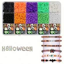 2000pcs/Set 2-10mm Halloween Colored Millet Beads, Halloween Soft Ceramic Bead Set Box, Can Be Used As Gifts, Decorations, Couple Bracelets, DIY Jewelry, Bracelet Accessories