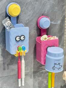 1 pièce Boîte de rangement pour salle de bain, support mural à ventouse en forme d'œil créatif et mignon pour brosse à dents, boîte de rangement pour serviette de toilette et divers. Rangement et organisation de salle de bain, support pour brosse à dents et dentifrice.