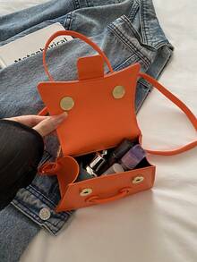 Pochette de rouge à lèvres de haute qualité, mini sac carré, nouveau sac à main polyvalent de couleur unie, sac pour femme - Orange - Voir 7