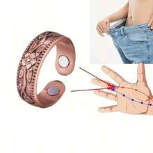 1 pièce Anneau en cuivre pour drainage lymphatique féminin, anneau magnétique pour traitement du drainage lymphatique, anneau de pouce en cuivre réglable pour soulager les douleurs d'arthrite et le syndrome du canal carpien