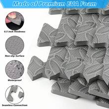 48-Pack EVA Foam Interlocking Mats, Black/Gray Gym Puzzle Tiles, Home Workout Floor Protector, 12.2 X 12.2 X 0.5Inch - Xám - Xem 4
