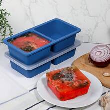 KOLUTI Nonstick Silicone Freezer Molds With Plastic Lid 2 Pack, 8  Tray Sauce Cube Maker, Stackable Meal Prep Storage Container Freezing, Dishwasher  & - 2-湯 - 查看 3
