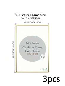 2/3pcs 12x16in/30x40cm Gold Aluminum Alloy Photo Frames, A3/A4 Modern Home Decor Art Frames, Minimalist Stylish Gold Aluminum Alloy Decorative Frames - Gold - View 13