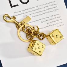 1 Pc New Good Luck Dice Keychain String, Fashionable Bag Keychain Accessory As Exquisite Gift - Vàng - Xem 4