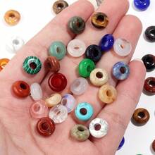 6 件/包天然大孔扁圆形算盘珠，14 毫米，多种款式可选，时尚休闲复古手工 DIY 珠子，适用于手链项链珠宝吊坠制作 - 彩色 - 查看 5