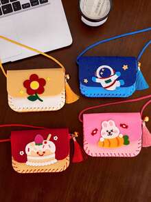4件套DIY卡通动物斜挎包套装 - 可爱无纺布女孩钱包，适合缝纫工艺品和派对礼物，手工制作，礼品（仅含材料，需手工制作） - 彩色 - 查看 5