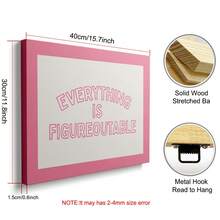 1 幅无框/带框万事皆可解决励志墙面艺术海报横向帆布印刷粉色简约励志名言画，适用于办公室、女孩房、卧室、宿舍、现代家居装饰、床上装饰 - 彩色 - 查看 12