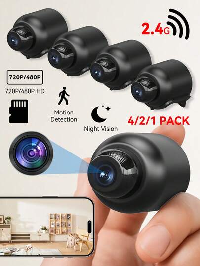 Cámara WiFi mini con visión nocturna, cámara inalámbrica HD 720P, compatible con detección de movimiento y monitoreo remoto