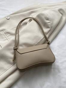 时尚新款单肩包，个性化金属扣装饰设计，彰显时尚品味。单肩包，纯色PU高端斜挎包，闪亮亮片设计，适合购物、日常生活、旅行、通勤和观光。 - 卡其色 - 查看 4