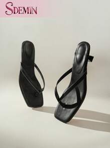 SDEMIN 夏季新款女士纯色拖鞋，优雅度假鞋，休闲沙滩高跟凉鞋，时尚易穿高跟鞋，适合正装
