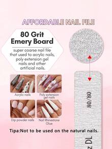 3Pcs/5Pcs/10Pcs Diamond Nail Files, Durable Double-Sided Manicure Files, Rectangular Nail Care Tools - Light Grey - View 6