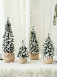 4 cây thông Noel nhân tạo nhỏ - Cây thông mini phủ tuyết có đế vải lanh, không cần lắp ráp, trang trí để bàn chân thực thích hợp cho gia đình, văn phòng hoặc quà tặng - Vật liệu PE và nhựa, tiết kiệm không gian trang trí ngày lễ, trang trí cây thông Noel, thiết kế đế dệt trang trí nhà trang trí Giáng sinh trang trí phòng trang trí Giáng sinh mùa đông quà tặng Giáng sinh trang trí nhà trang trí Giáng sinh - Nhiều màu - Xem 1