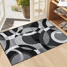 1件装防滑几何图案门垫，黑灰色几何防滑室内外现代风格入口地毯家居装饰浴室厨房装饰厨房地毯 - 彩色 - 查看 4
