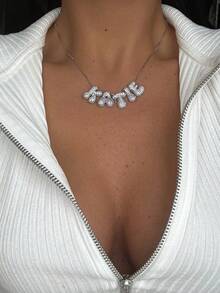 1 chiếc vòng cổ tên chữ cái đơn giản tùy chỉnh bằng đá Cubic Zirconia bong bóng 3D sang trọng, mặt dây chuyền chữ cái MAMA cá nhân hóa, thời trang, tối giản, giản dị, cổ điển, quà tặng độc đáo cho bạn gái, mẹ, gia đình, bạn bè, con gái, kỷ niệm, ngày lễ tình nhân, ngày của mẹ, sinh nhật, tốt nghiệp, trang phục hàng ngày, đám cưới, tiệc tùng - Bạc - Xem 5