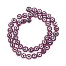 Aproximadamente 90 piezas de cuentas de vidrio Lampwork con flores de mil colores, ojos de diablo transparentes planos y redondos de 4mm, materiales de joyería DIY para hacer pulseras, collares y adornos de teléfono como regalo de Halloween - Cuentas redondas planas de vidrio con forma de mil flores de 4 mm - Ver 32