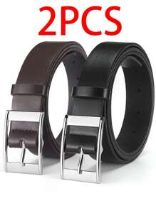 2条装时尚奢华男士腰带，PU皮革材质，金属针扣，高品质知名品牌设计师腰带，尺码齐全，男女皆宜，是秋冬季理想的配饰，适合青少年、青年、男士，休闲、户外、运动、度假、毕业、生日、日常穿着，也适合万圣节、商务、街头、波西米亚风、西部风等场合，是送给男士、丈夫、男友、父亲、爸爸的圣诞节礼物。 - 黑色+咖啡色 - 查看 1