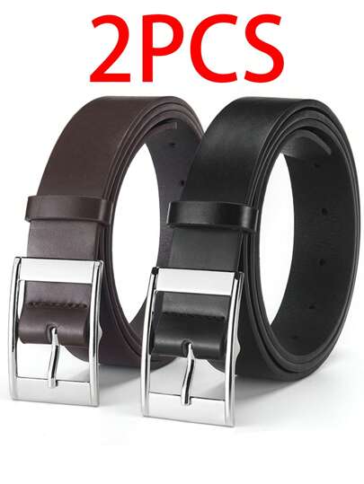 2 Stück Mode Luxus Gürtel für Herren, PU-Leder Gürtel mit Metallschnalle, hochwertig, bekannte Marken Designer Taillengurt für Jeans, Gürtel Große Größen, für Herren Damen, ideal als Geschenk, Herbst-Winter Accessoires, geeignet für Jugendliche, Junge, Herren, Lässig, Outdoor, Urlaub, Abschluss, Geburtstag, Alltag, Halloween, Lässig, Business, Straße, Boho, Western, Outdoor, Geschenk für Männer, Ehemann, Freund, Vater, Weihnachten