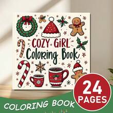 24-Page Christmas Coloring Book: Includes Christmas Wreath, Santa Hat, Candy Cane, Gingerbread Man And More, Christmas Gift, Halloween Gift, Birthday Gift, Party Gift, Anniversary Gift, 7.9*7.9in