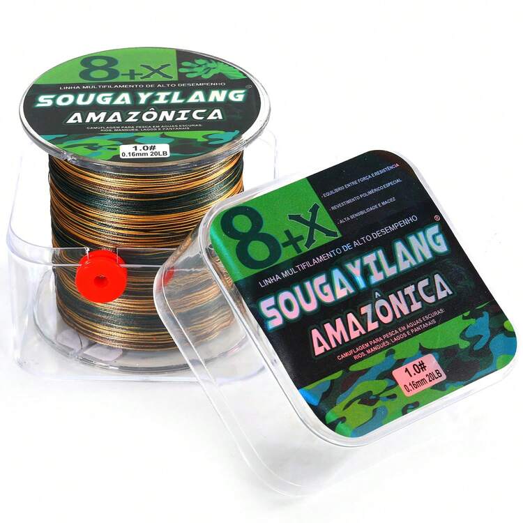 SOUGAYILANG 8 hebras de línea de pesca trenzada PE, 300m, multicolor, [Línea de pesca duradera] Línea de pesca trenzada fuerte y duradera de 8 hebras | 300m/328yd, 15-120lb, patrón camuflaje, polietileno duradero para línea principal, pesca en agua salada - Multicolor - Añade 35
