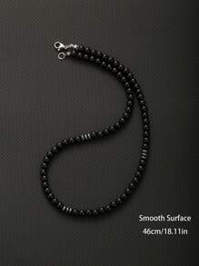 1 件时尚夏季简约黑色串珠项链男士珠宝 - 黑色 - 查看 10