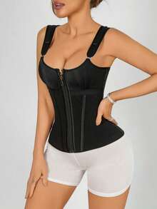 Waist Trainer For Women Workout Corset Waist Cincher Shapewear Tummy Control Vest Body Shaper Invisible Girdle - Black - View 3