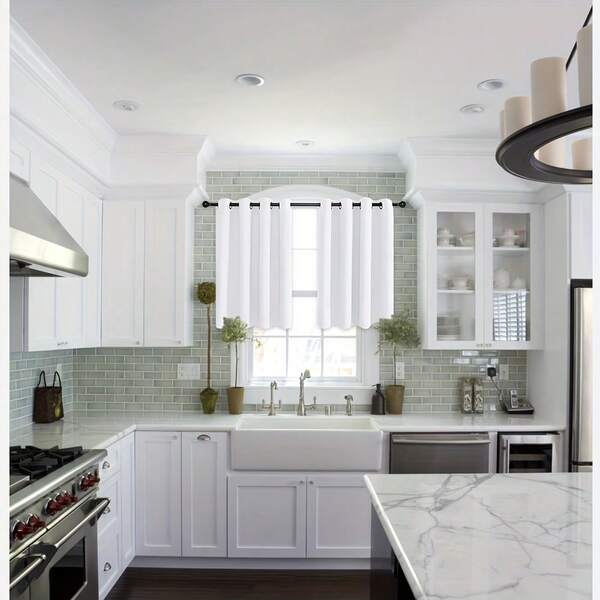 1pc/2pcs Blackout Short Kitchen Curtains, Suitable For Cabinet Sink Windows, Are Small Half-Curtains, And Also Applicable To RVs, Basements, Bathrooms And Sunrooms,Room Decor