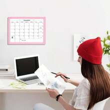 TORASO Dry Erase Monthly Calendar Board, Magnetic Whiteboard For Wall, Office_School_Home, Solid Wood Pink Frame Hanging Board 13"X 17"(YL-Pink-3343-B) - ColorA - View 7
