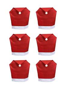 1/4/6Pcs Christmas Santa Claus Hat Chair Cover Tablecloth Christmas Decoration Table New Year Ornament For Home Decoration Xmas Gift