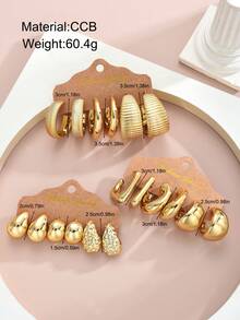 (Paper Card Colors Are Random )36/18/2pcs Geometric Textured Teardrop Golden Fashion Bohemian Style Earrings, Suitable As Gifts For Family And Friends For Holidays