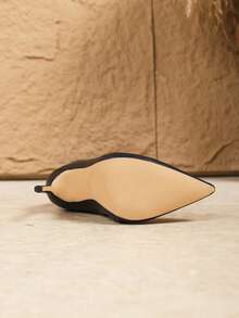 2025 秋冬女式性感时尚纯色尖头细高跟休闲百搭侧拉链黑色及膝靴 - 黑色 - 查看 6