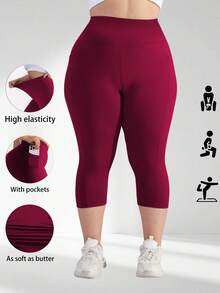 7-Inch Women's Leggings Women's High-Waisted Leggings Soft Women's Yoga Pants With Abdominal Control Women's Gym Workout Running Leggings - Màu Đỏ Sâu - Xem 3