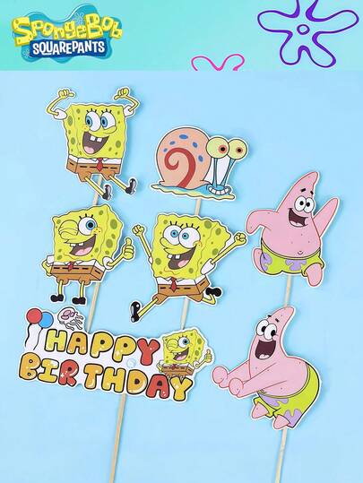 SPONGEBOB 7/9/10/70pcs SpongeBob SquarePants New SpongeBob Party Decoration Card, Starfish And Squidward Party Plugin Card, Atmosphere Decoration Pendant, The Best Holiday Party Atmosphere Decoration For Your Good Friends, Perfect Party Decoration, Home Decoration Ornaments, Perfect Room Decoration Christmas Gifts For Graduation To Girlfriend Valentine's Day,