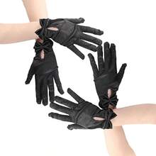 D EXCEED 1/2/4Pcs Bridal Wedding Show He Wedding Yarn Show He Retro Satin Short Chinese Style Dress Evening Short Satin Gloves, Tea Party, Bridal Wedding Gloves Accessories Fall Clothes For Women Valentine's Day Accessories - Satin Wedding Gloves - View 8