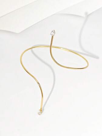 1 件女士简约金色水钻装饰手镯，时尚独特设计，适合日常佩戴