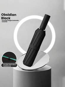 Ombrello automatico unisex con 16 stecche rinforzate, pieghevole, portatile, ombrello antivento e anti-UV adatto per sole e pioggia, ideale come regalo per Ognissanti, Natale, Capodanno e San Valentino (copertura in tessuto, colore delle stecche, design a motivo di lettere inglesi, colore del pulsante personalizzabile)