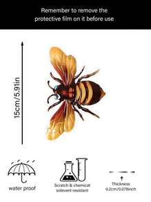 2pcs Acrylic Bee Wall Art Set - Realistic Outdoor Decor For Patio, Garden, Fence And Balcony, Hanging Design, Natural Style Decoration, Bee Decor, 4 Seasons Use, Adhesive Backing
