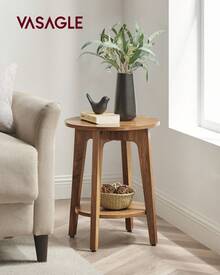 VASAGLE Side Table, Small Round End Table With Lower Shelf, Nightstand For Small Spaces, Living Room, Bedroom - Country Walnut - View 1